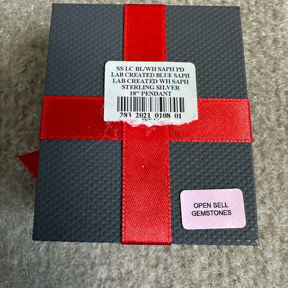 Lab-Created Blue & White Sapphire with Sterling Silver 18” Necklace /Pendant NIB - Picture 6 of 6